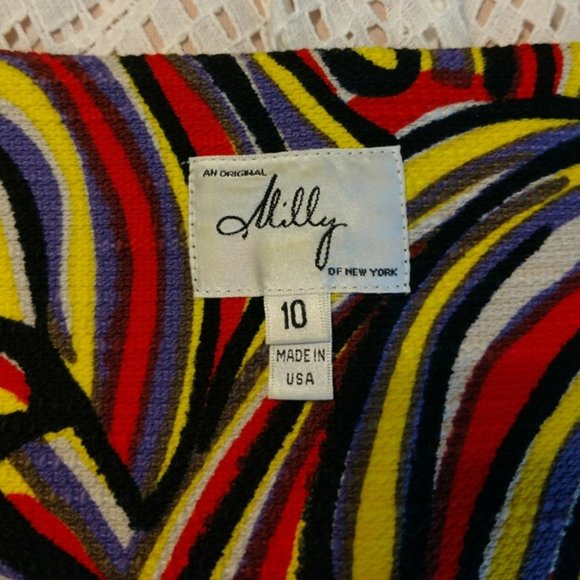 LAST CHANCE Milly multicolor swirl fit flare retro dress pockets 10 - Picture 8 of 8